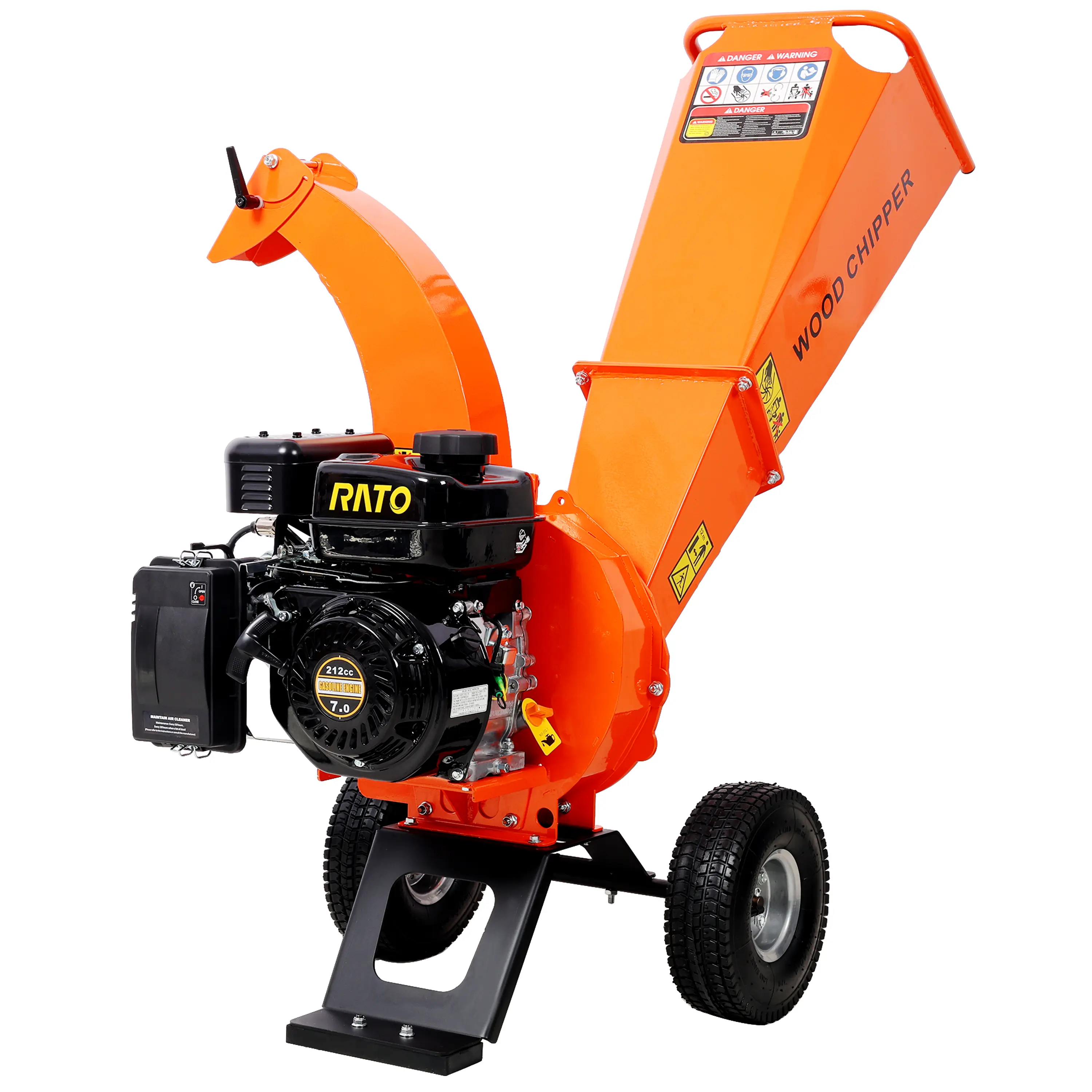 7 HP Heavy-Duty Gas-Powered Wood Chipper Shredder Mulcher - 7hp Power, 212cc EPA-Certified Engine, 3 in Max Branch Cutting Capacity, Large Chute, Recoil Start, Compact Design, Easy Portability, Yard Waste Disposal Tool