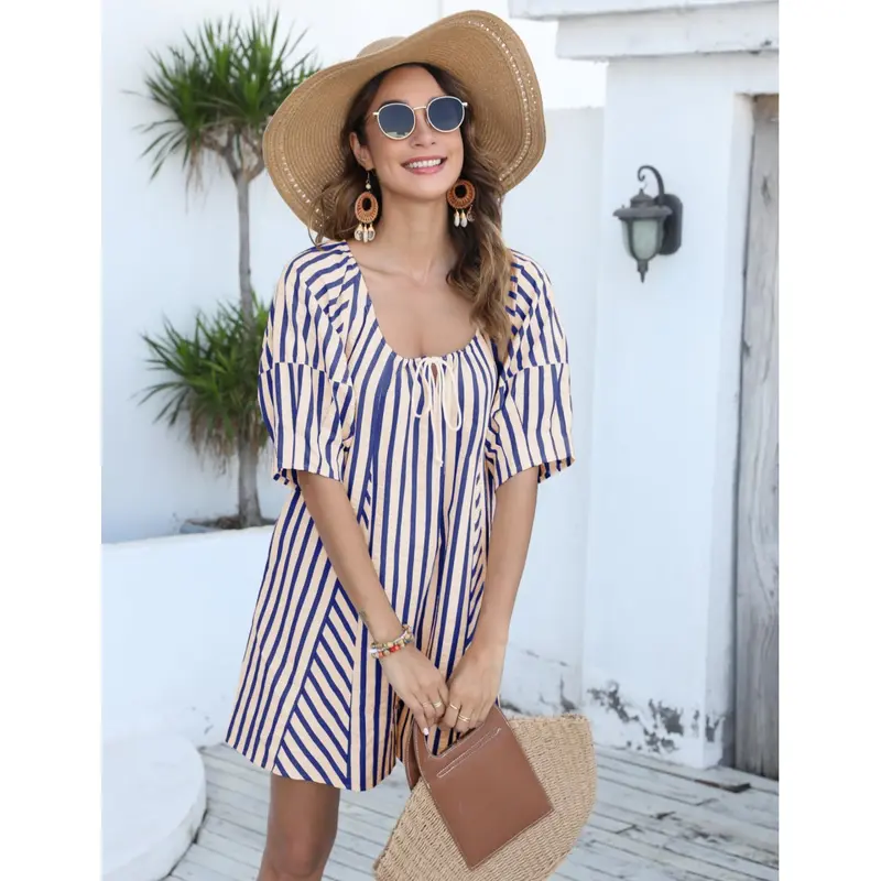 UANEO Womens Striped Romper Casual Loose Puff Sleeve Wide Leg Jumpsuit Overall with Pockets SummerVibes UANEO Womens Striped Romper Casual Loose Puff Sleeve Wide Leg Jumpsuit Overall with Pockets SummerVibes