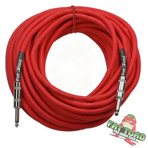 1/4" to 1/4 Speaker Cable by FAT TOAD | 50ft Professional Pro Audio Red DJ Speaker PA Patch Cord Quarter inch Male Jack | 12 AWG Gauge Wire for Impeccable Studio Recording & Stage Performance AMP Gear