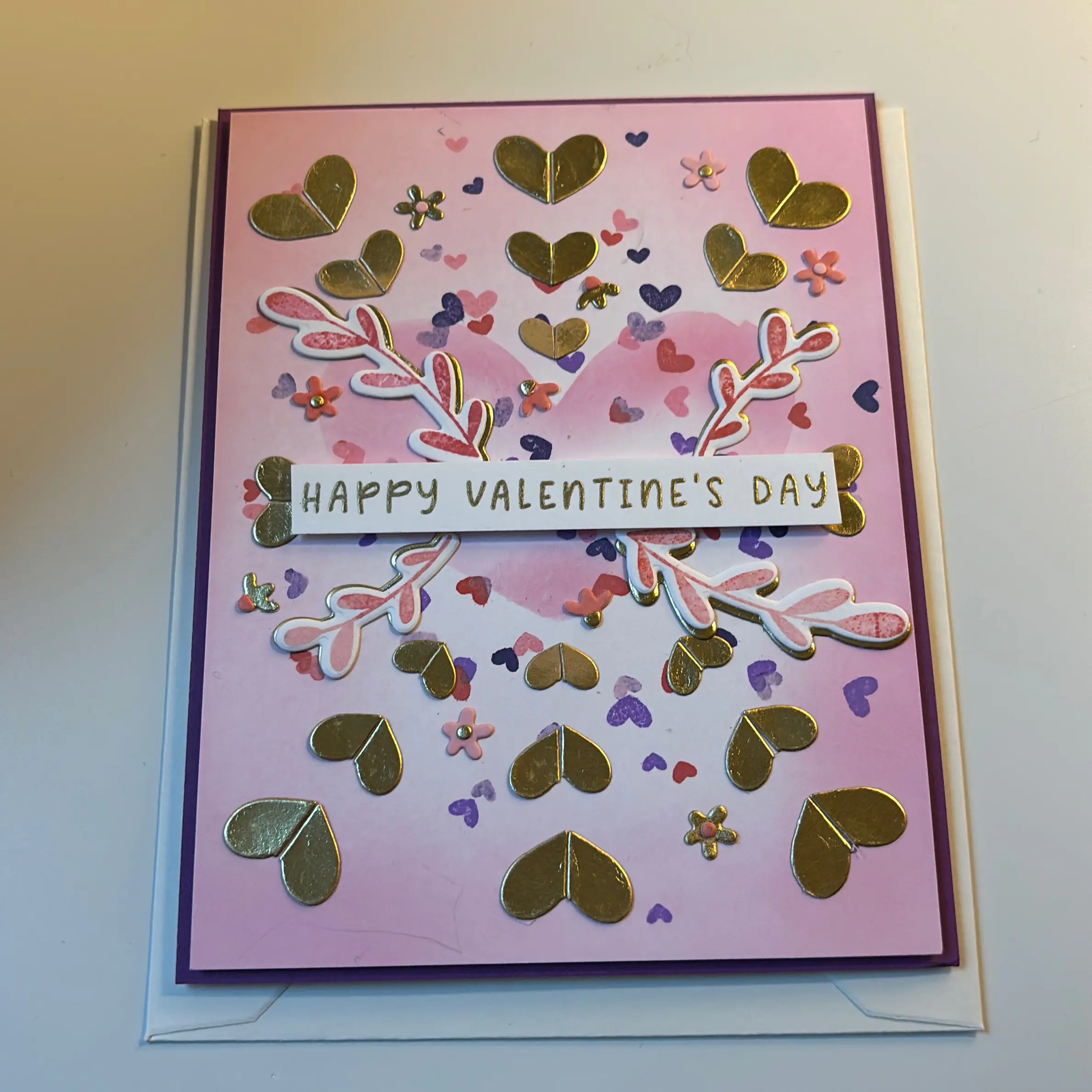 Happy Valentines Day Radiating Hearts Handmade Dimensional Card