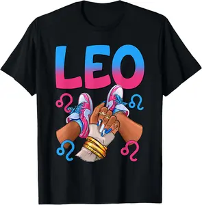 100%cotton Leo Black Girl Women Sneakers Nails Zodiac Birthday T-Shirt Casual Cotton Short Sleeve T-Shirt