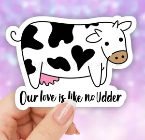 Our love is like no Udder funny cute cow waterproof sticker, Laptop Water Bottle Decal Sticker