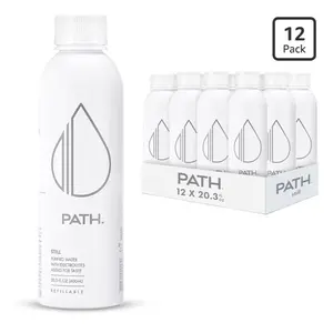 PATH Still Bottled Water Ultra-Purified pH-Balanced in Aluminum Bottle BPA-Free Reusable 0.44 mm Thick 20.3 oz 12 Pack Eco-Friendly Beverage