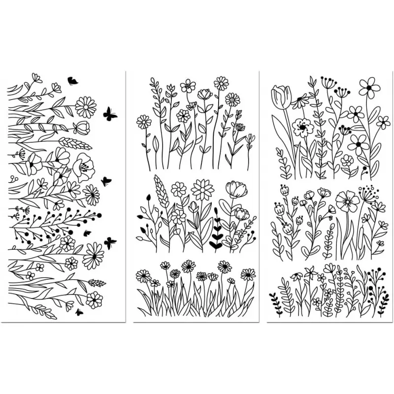Rub on Transfer Decals for Furniture Crafts Decor 6"x12" Black Flowers and Butterfly, 3Pcs Waterproof UV DTF Transfer Sticker for Lingerie Chests Drawer Dresser Glass Porcelain  Plastic