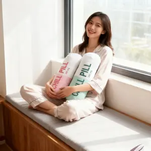 Capsule Shape Pillow Chill Pill Printed Cushion, Contemporary Style, Comfortable Home Decor, Perfect for Relaxing Moments