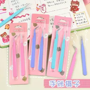 2pcs Macaron color 5D Diamond Painting Tweezers, Stainless Steel Embroidery Pliers, DIY Rhinestone Mosaic Accessories, Craft Tools for Artwork & Sewing Supplies