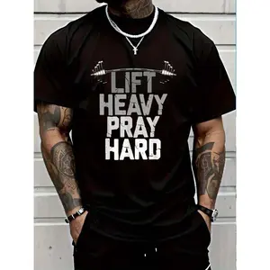 100% Cotton Lift Heavy Pray Hard, Weight Lifting Christian Gym T-Shirt Women's Men Graphic Tee
