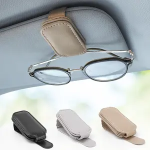 Sunglasses Holders for Car Visor Magnetic Leather Sunglasses Holder and Ticket Card Clip Car Visor Accessories