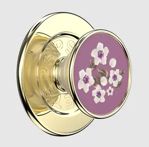 MagSafe PopGrip with Enamel Floral Print, Mauve Phone Grip and Stand, Mobile Phone Accessories, Tech Accessories