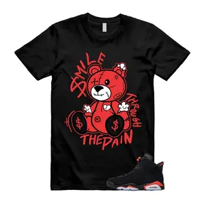 6 Reverse Infrared Black Red T Shirt Match Smile, 6 Reverse Infrared Black Red Outfit, 6 Reverse Infrared Shirt, 100% Cotton, Streetwear, Gift For Sneakerhead