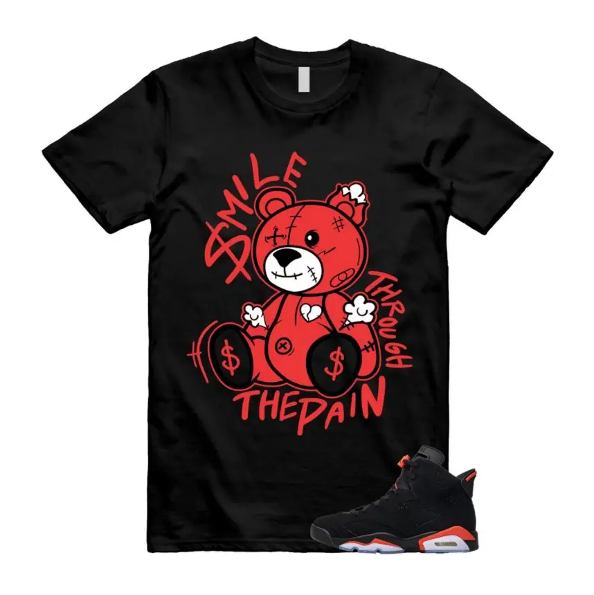 6 Reverse Infrared Black Red T Shirt Match Smile, 6 Reverse Infrared Black Red Outfit, 6 Reverse Infrared Shirt, 100% Cotton, Streetwear, Gift For Sneakerhead