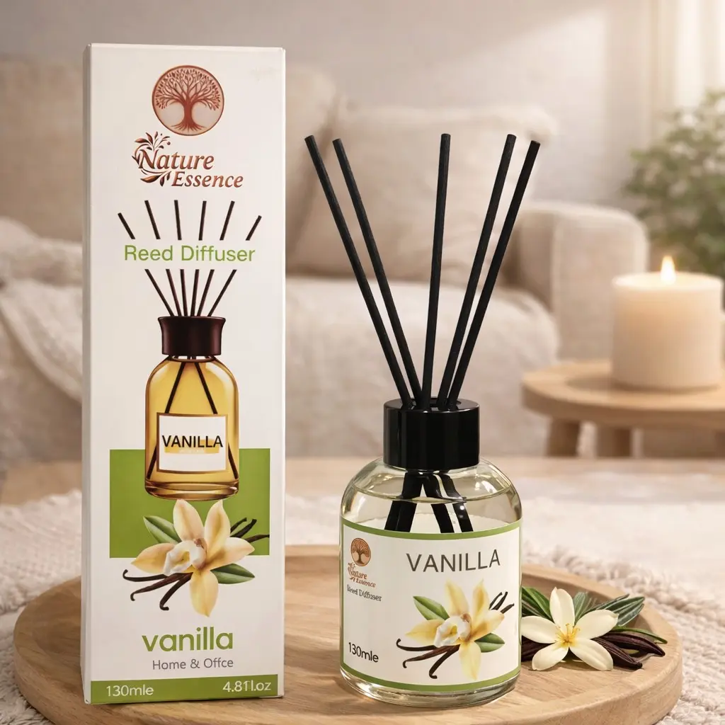 130ml Reed Diffuser Set with Sticks, Long Lasting Scented Home Fragrance, Natural Rattan Stick Diffuser, Fragrance Oil Diffuser, Glass Bottle Aromatherapy for Living Room Bedroom Bathroom Office Home Decor Gift, Home Fragrance Products, Diffusers for Home