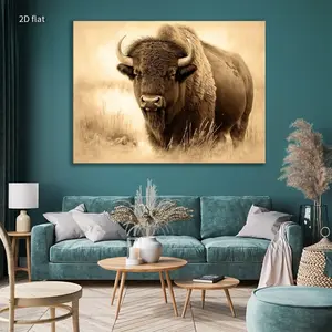 Bison Wall Decor, Buffalo Artwork, Buffalo Wall Decoration, Buffalo Print Painting, Natural Inspiration Decoration, Log Cabin Decoration, Bison Art, Ready to Hang Home Decor, Office Decoration (Framed Canvas), Nature Theme Decoration, Cabin Decoration, Fa