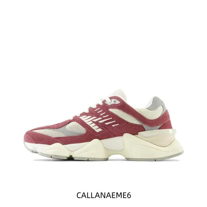 Burgundy Cream Retro Dad Sneakers Breathable Mesh Upper Suede Overlays Chunky Cushion Sole Lace-Up Vintage Unisex Daily Street Fashion Casual Footwear