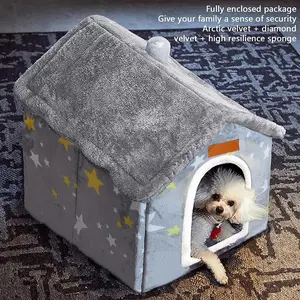 Dog House Indoor Memory Sponge, Foldable Dog House Kennel Bed Mat with Cushion for Small Medium Large Dogs Cats, Winter Warm Cat Nest Puppy Cave Sofa Pet Products.