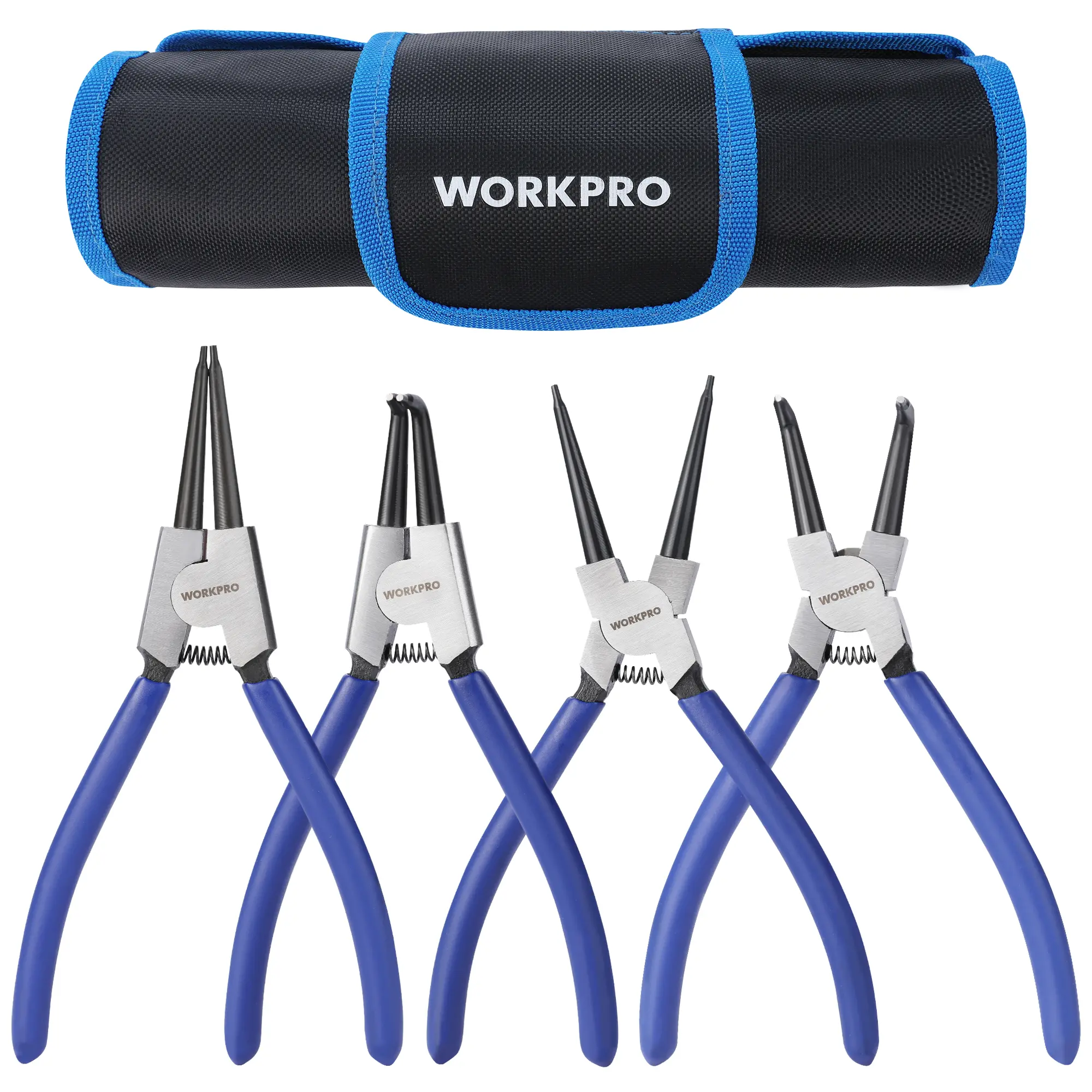 #BacktoSchool WORKPRO 4-Count Pliers Set, 7-Inch Internal and External Circlip Pliers Kit with Straight and Bent Jaw, For Ring Remover Retaining, Storage Pouch Included, Father's Day Gifts