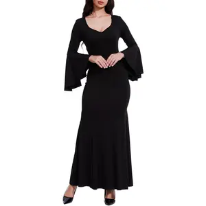 Gothic Bat Wing Sleeve Maxi Dress | Witchy Black Bodycon Halloween Costume for Fall Parties & Formal Events