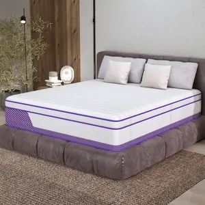 MULINATURE 12"/14" Hybrid Mattress in a Box, Twin Full Queen King Size Medium Firm Memory Foam & Motion Isolation Pocket Spring Bed, Sleek Purple Best Mattresses