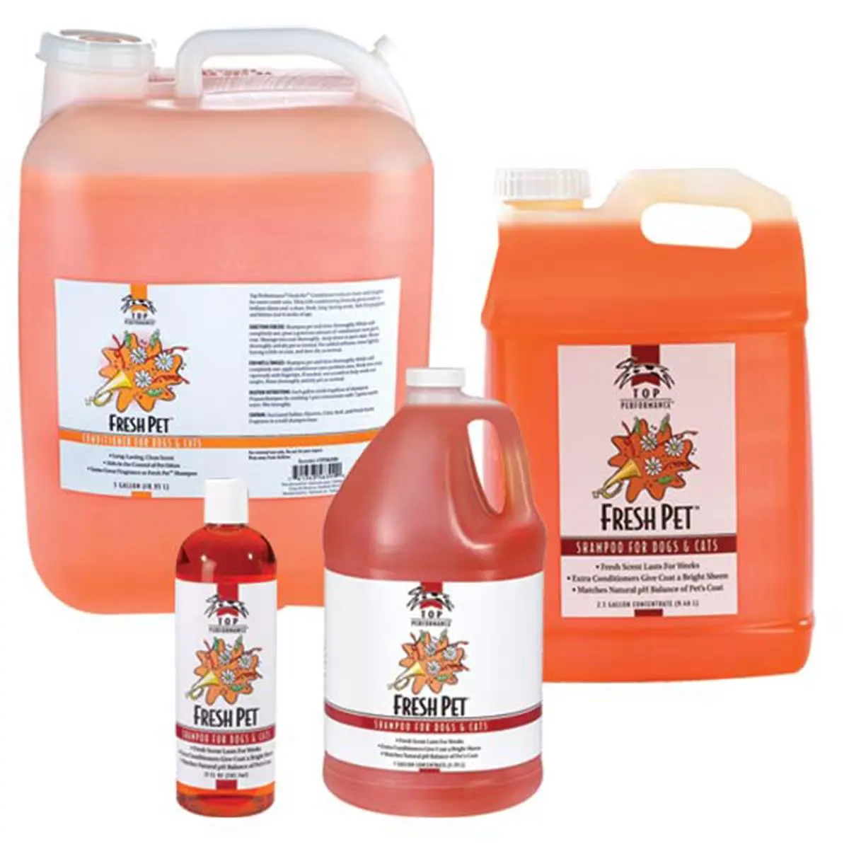 Top Performance Dog & Cat Liquid Pet Shampoo - 17 oz Formula with Citric Acid, Glycerin, Natural pH-Balanced, Bright Sheen, Reduces Mats & Tangles, Long-Lasting Freshness