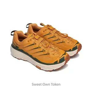 Orange color fabric, low heel, casual off-road running shoes, men's and women's versions are the same.