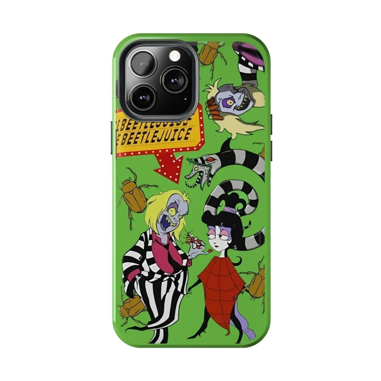 Beetlejuice inspired, Protective Shell Tough Phone Case, iPhone 17 16 15 14 13 12 11 X 8 7 Pro Max/Pro/Mini, SAMSUNG GALAXY 21 S22 S23 S24 25 ULTRA PLUS Shockproof Anti-Drop Protective Cases J