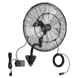 【Summervibes】VEVOR Wall Mount Fan, 20 in Wall Mounted Hanging Fan with Oscillating & Mist, Remote, IP44-rated, 3-Speed, 18h Timer, Temperature Control, Powerful for Industry, Commercial, Garage, Workshop, Gym
