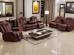 Luxury electric sofa combination with LED lights, lounge chair with pull-down table/sofa with storage desk/single chair for living room furniture ﻿