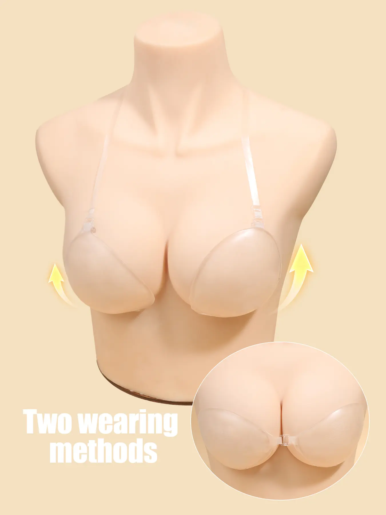 Bra, Underwear, invisible, transparent bra, lifts breasts, prevents sagging, gathering bra with multiple wearing options, washable, reusable, not likely to come off, Wirefree Bras