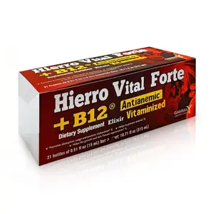 Gamma Hierro Vital Forte+B12 Vitamin Supplement (21 Drinkable Bottles) of 0.51oz Each - Healthcare - Edible, Fitness Dietary, Natural Iron
