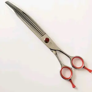 Hybrid Curved Chunker 8 inch 38 Teeth Japanese Stainless Steel with Double Finger Rests and Adjustable Screw for Larger Dogs