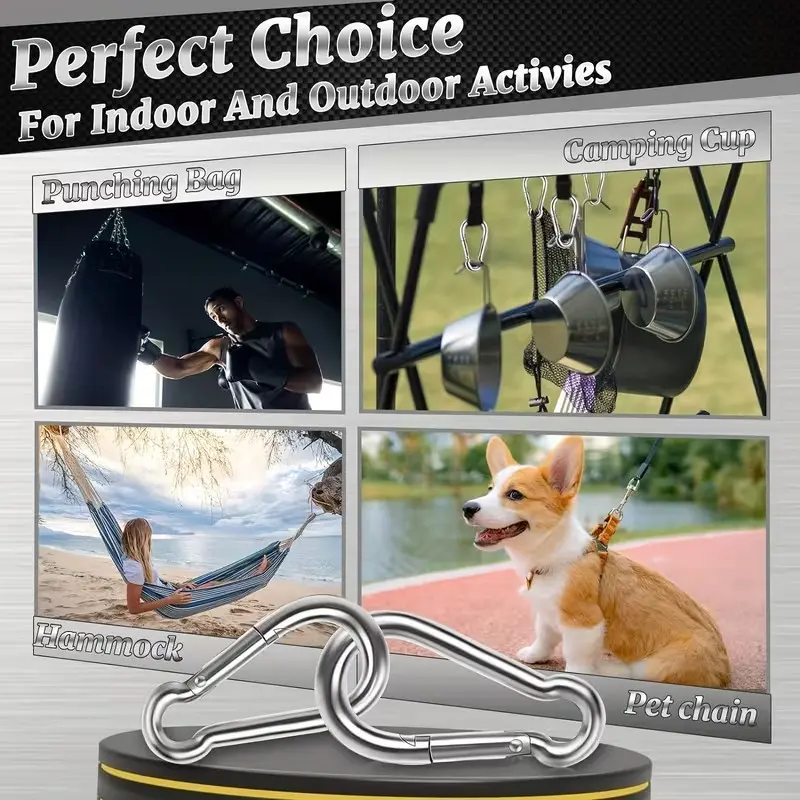 Heavy-Duty Outdoor Hanging Spring Clips, Set of 10, Ideal for Camping, Hammocks, Fishing, Quick Link Additions, Durable and Reliable
