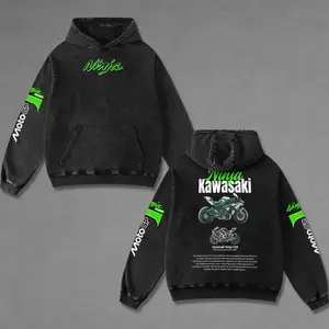 Kawasaki Ninja H2 Racing Washed Hoodie Vintage Motorcycle, Grand Prix of The Americas Sportbike Graphic Merch, Acid Washed Streetwear Clothing, Unisex Dirt Bike Racing Hoodie, Vintage Motorsport Hoodie, Speed Culture Men's Wear, Designed for Biker