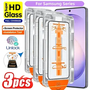 3pcs Ultra HD Screen Protector, Protective, For Samsung Galaxy S26 Ultra/S26 Plus/S26/S25 Egde/S25/S24 Plus/Ultra/FE/S23/S22 Plus, One Click Positioning Dust-free Installation, 9H Hardness, Support Fingerprint Unlocking, Anti-scratch, Easy to Install
