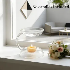 Glass Oil Burner Wax Melt Warmer, Clear Tealight Candle Holder, Aromatherapy Diffuser for Home Bedroom Living Room Decor，No Candle & Essential Oil Included