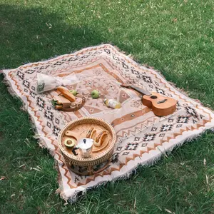 Multi Functional And Multi Size Outdoor Blanket,Bohemian Style, Jacquard Tassel,Outdoor Decoration Suitable For Photography Leisure Blanket,Outdoor Blanket Portable Thick Picnic Blanket Cover Blanket Bed Blanket Sofa Blanket Camping Blanket Beach Blanket