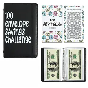 100 envelope savings challenge binder-A5 size cash envelope book, suitable for budget management and savings target planning, envelope system, weekly and monthly cash flow tracking, and financial planners with traceable savings records.