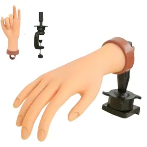 Manicure Training Model Hand Set with Flexible Fingers, Adjustable Stand and Table Clamp - Nail Art Practice Tool with Unscented Lifelike Design for Technicians and Beginners