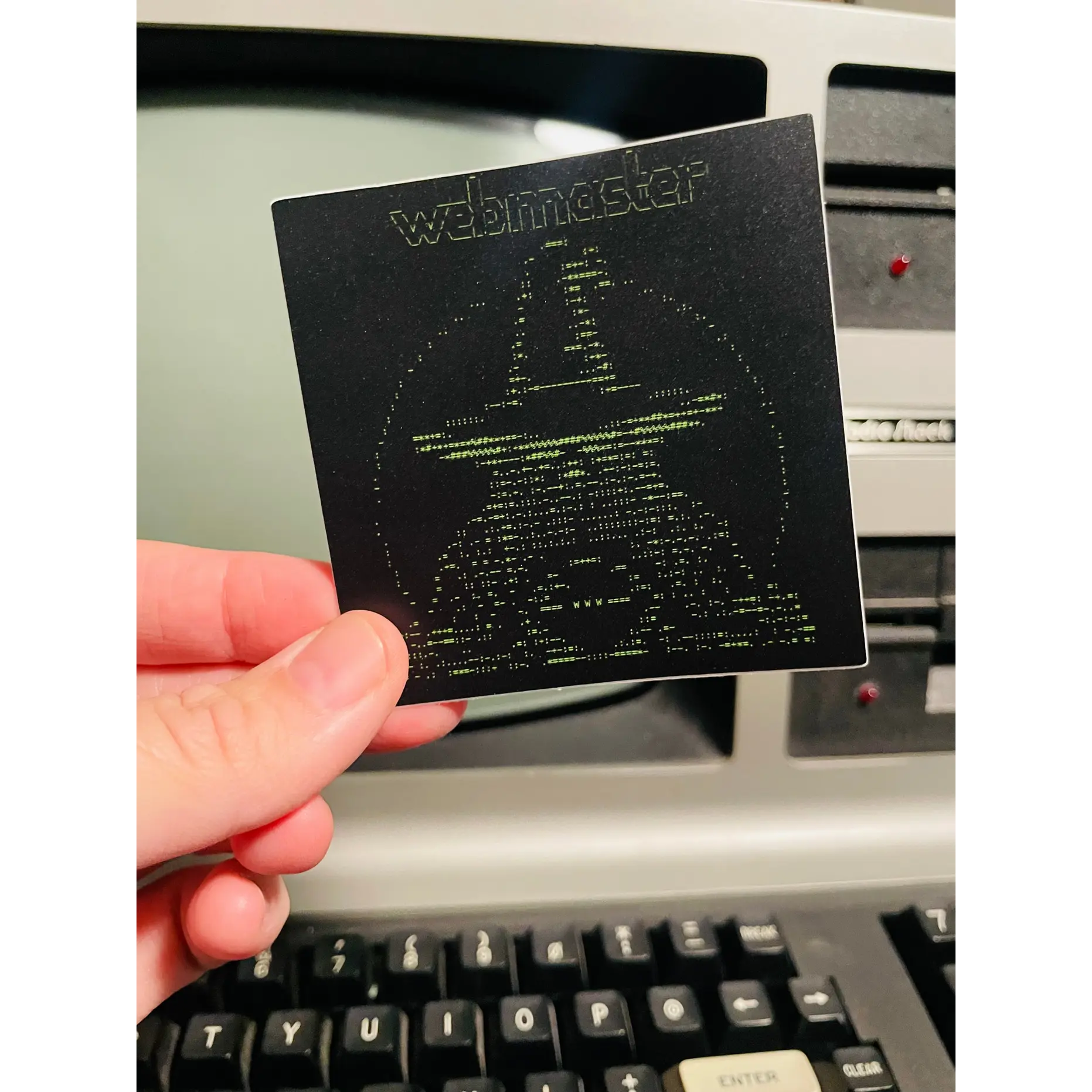 Webmaster Wizard Sticker ASCII art, 3x3 inch vinyl sticker by Terminal Research. Webmaster Wizard Sticker ASCII art, 3x3 inch vinyl sticker by Terminal Research.