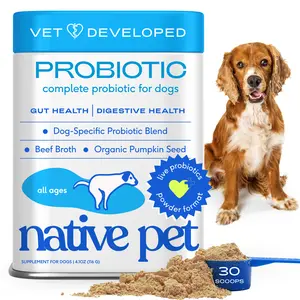 Native Pet Probiotics for Dogs - Dog Probiotics Powder for Digestive Health, Gut Support, & Immune Boost – Vet-Formulated Powder for Maximum Potency with Digestive Enzymes & Prebiotics