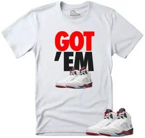 "GOT 'EM" Sneaker Match Shirt White & Red Retro Kicks Graphic Tee Unisex Streetwear T-Shirt for Men & Women Premium Cotton Top - Menswear