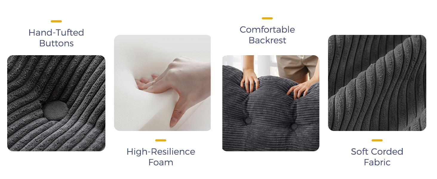 MAXYOYO 132" L Shaped Modular Sectional Sofa with Ottoman, Cloud Boneless Couch with Layered Cushion, Upholstered Sofa in a Box, Flexible Module Combination for Living Room, No Assembly