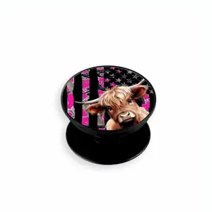 Highland Cow Pink Camo Flag Phone Grip Accessories  Foldable Collapsible Adorable  Mount Stand Holder  Folding