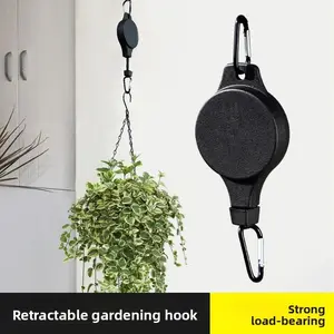 Retractable Lifting Garden Hanging Hook, Free Hover Design Adjustable Suspension Hanger, Heavy-Duty Outdoor Hook for Hanging Flower Baskets