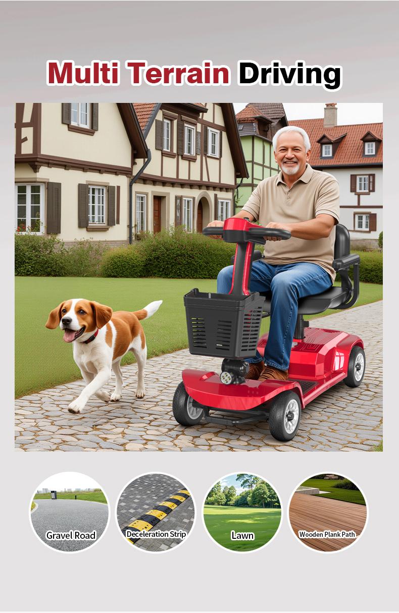 Unificare 4-Wheel Heavy-Duty Powered Mobility Scooter for Seniors, 12.4 Mi Range, 419 LBS Weight Capacity, Easy to Operate & Foldable