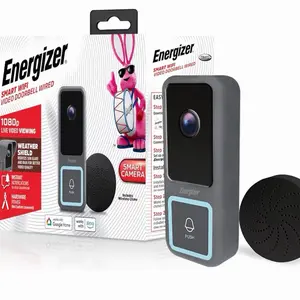 Energizer Smart Doorbell & Chime, Wired 1080p Video Doorbell Security Camera, 2-Way Audio, Night Vision