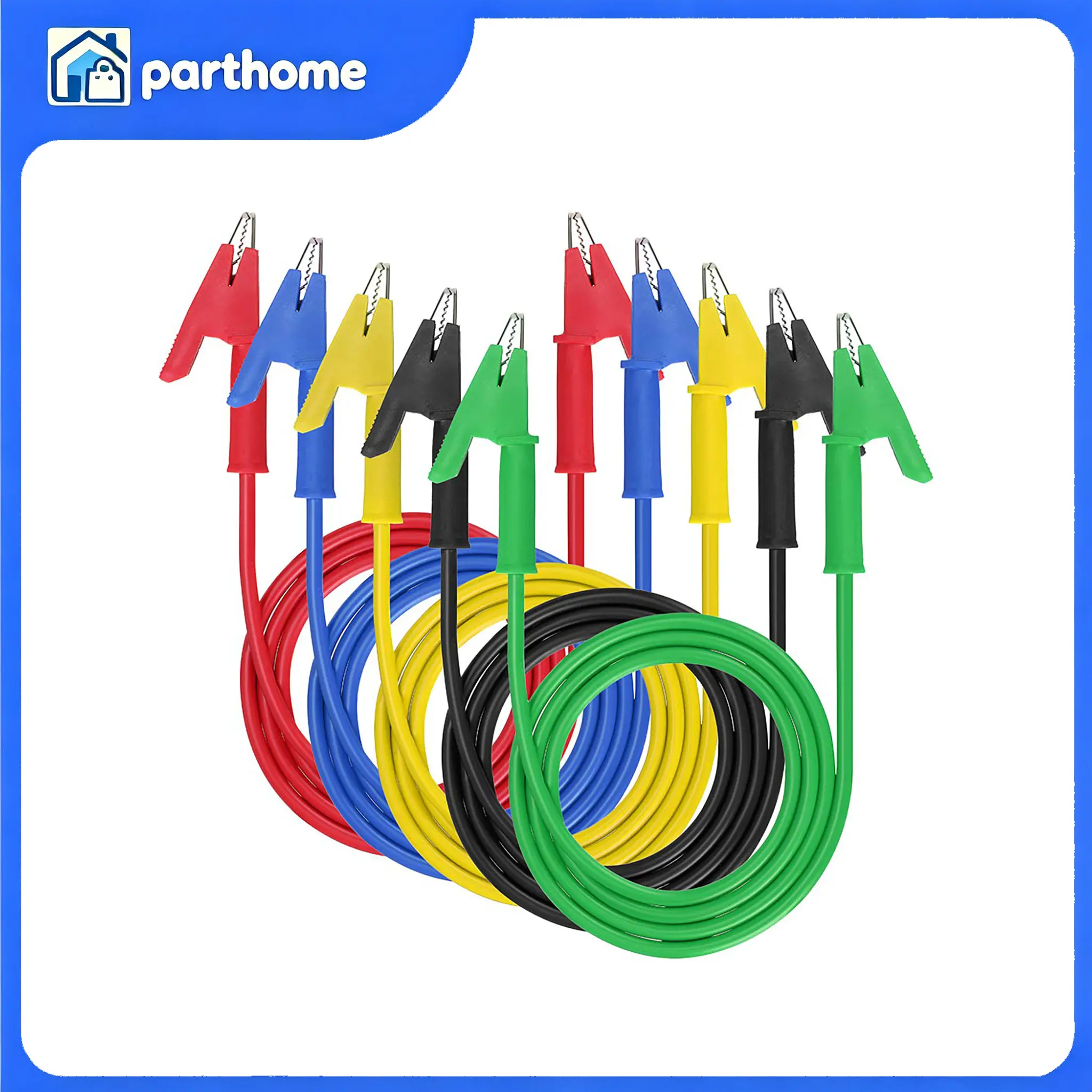 5Pcs Dual-Ended Alligator Clips Test Leads Set - 35.4in/90cm PVC 15A Pure Copper Jumper Wires, 10mm Opening Flexible Crocodile Clamps Cable for Cars/Motorcycles, Trucks Electrical Testing & Repair