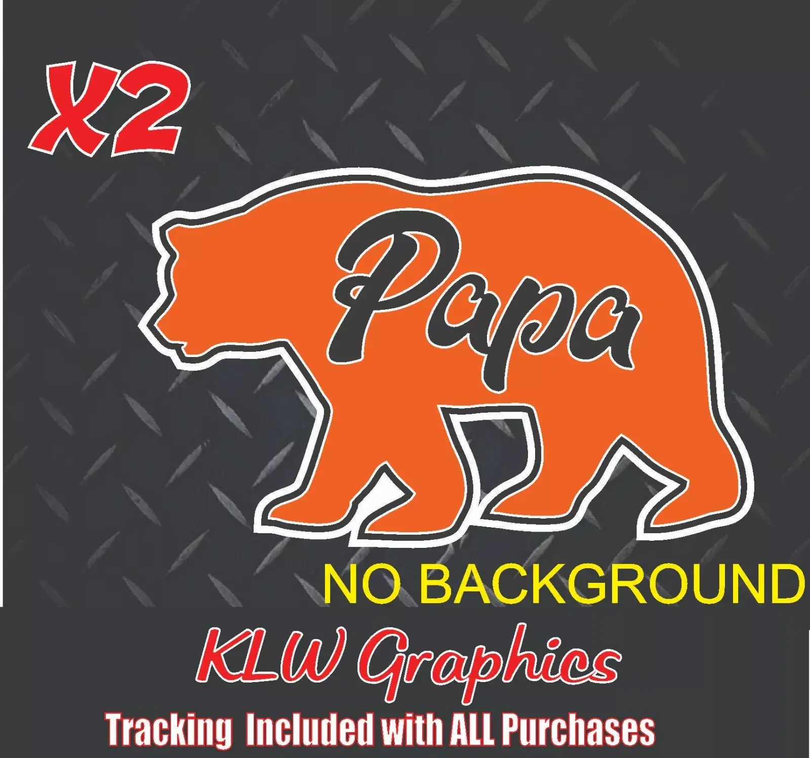Papa Bear Orange Black White Full Color Vinyl Decal Sticker Car Truck Bumper Window Mom Father Dad Camping