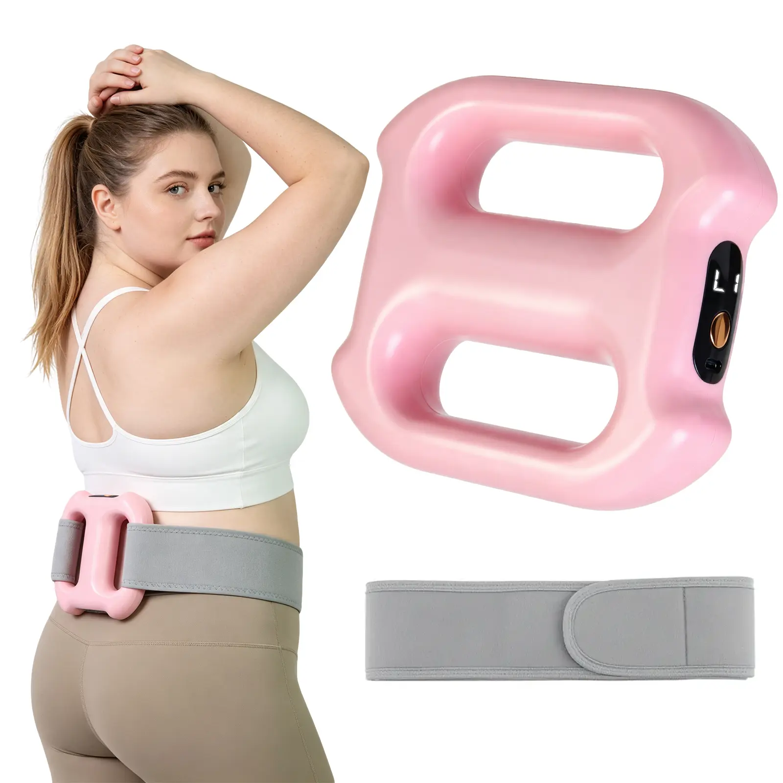 Deep Tissue Muscle Massager, Electric Dual Ring Fascia Massager with Belt, Turbo-Vibe,5 Intensity, Rechargeable and Portable