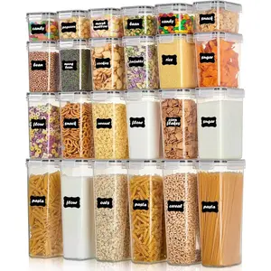 32 PCS 16 PACK Airtight Food Storage Container Set, BPA Free Containers for Kitchen Organization, Ideal for Cereal,Flour&Sugar, Includes Labels