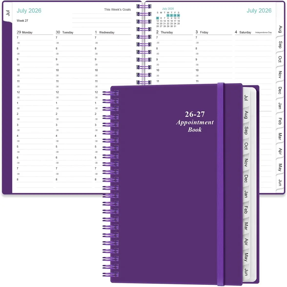 2026-2027 Appointment Book & Planner - 2026-2027 Daily Hourly Planner from July 2026 - June 2027, Weekly Appointment Book with 30-Minute Interval, Medium 6.4" x 8.5", -C